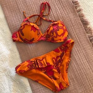 Tropical Bathing Suit with Ruffles